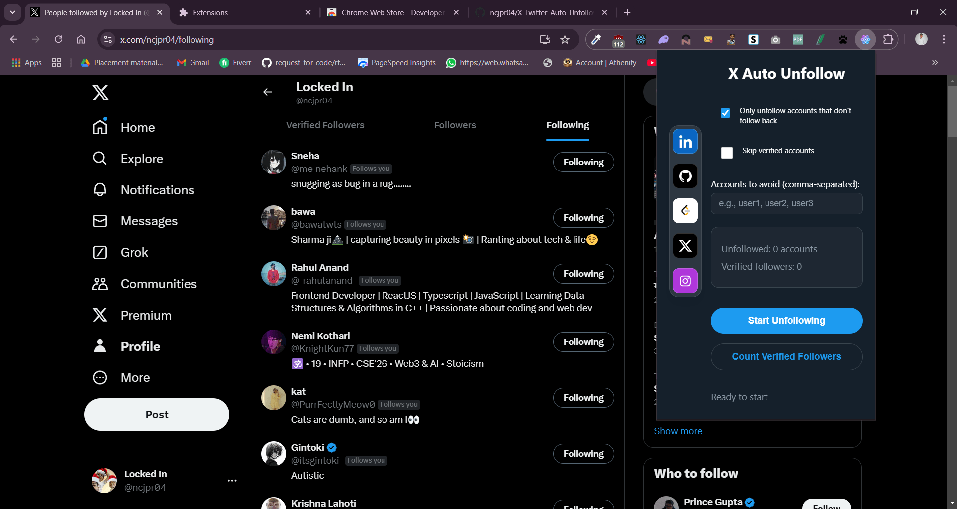 Twitter/XAuto Unfollow Web Extension